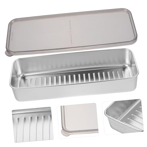 Garneck Stainless Steel Bacon Keeper Container Refrigerator Meat Storage Box with Lid for Food Preservation Storing Shrimp Chicken Fish and More