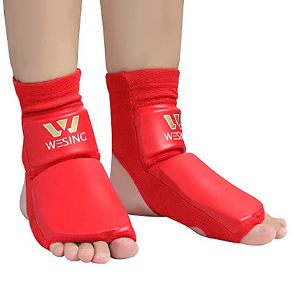 WESING Pro Instep Guard Foot Guard for Martial Arts Muay Thai MMA - color: Red, size: Small