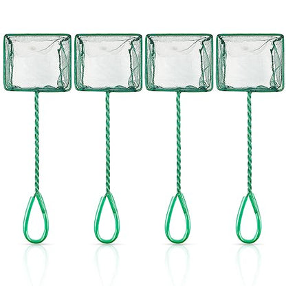 Pawfly Aquarium Fish Net with Braided Metal Handle Square Net with Soft Fine Mesh Sludge Food Residue Wastes Skimming Cleaning Net for Fish Tanks Small Koi Ponds and Pools
