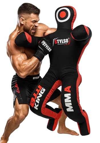 Un-Filled Grappling Dummy Wrestling Dummy Jiu Jitsu Dummy for BJJ MMA Judo Karate Practice Adult Kids - color: Black, size: 6ft / 72"