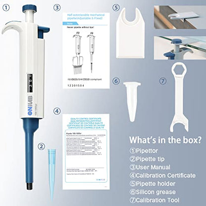 ONiLAB 2-10ML Lab Micropipette, Single Channel Pipette,Adjustable Volume Pipette, Micro Pipettes, High Precision Pipettor,Autoclavable - size: 2-10ml