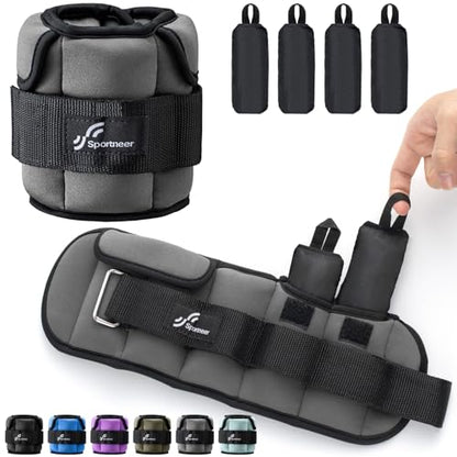 Sportneer Adjustable Ankle Weights with Removable Weights, Easy to Adjust - color: Gray