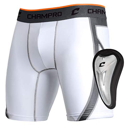Champro Unisex-Adult Wind-up Compression Sliding Shorts with CupWind Up Compression Polyester/Spandex Sliding Short w/Cup - size: Small