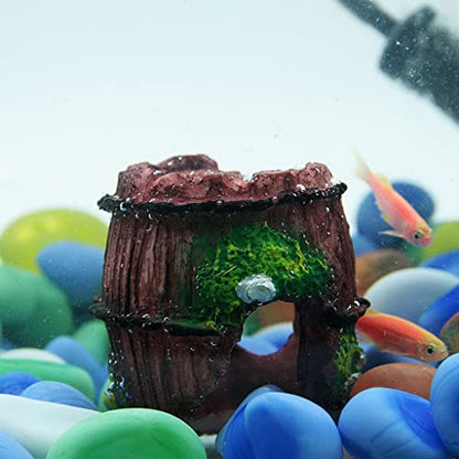 Resin Broken Barrel Aquarium Decorations for Fish Tank,Aquarium Ornament Aquatic Caves Hide Hut Pet Supplies Practical Design