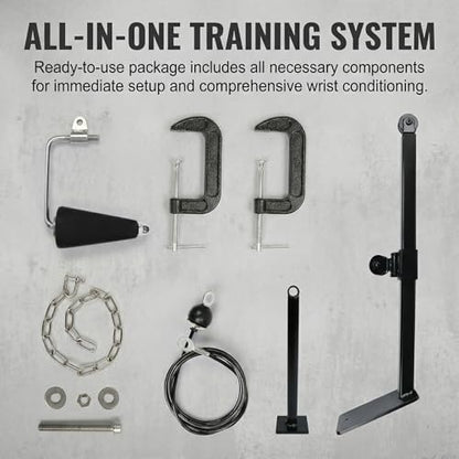 Arm Wrestling Battle Table Training System, Tabletop Pulley Machine for Wrist & Forearm Strength Development with Handle(Black)