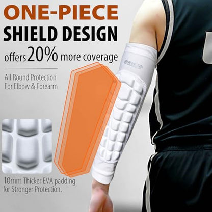 Frelaxy Elbow Pads, Padded Arm Sleeves for Volleyball and Football, 2 Pack - color: White, size: Large