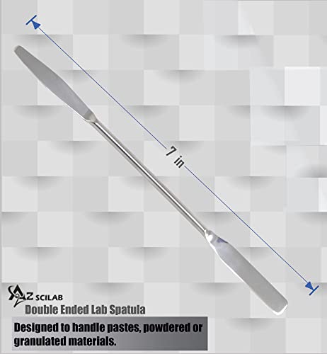 A2Z-DE003 Stainless Steel Double Ended Micro Lab Spatula Sampler, Round & Tapered Arrow End, 7" Length