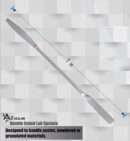 A2Z-DE003 Stainless Steel Double Ended Micro Lab Spatula Sampler, Round & Tapered Arrow End, 7" Length
