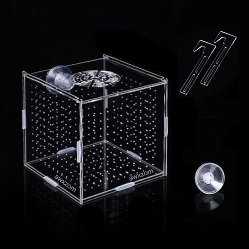 Acrylic Fish breeding Box, Acrylic Fish Isolation Box, Fish Separator for Aquarium, Hatchery Incubator with Suction Cups for Small Baby Fishes Shrimp Clownfish Guppy (3.9 * 3.9 * 3.9inch) - size: 3.9 * 3.9 * 3.9inch