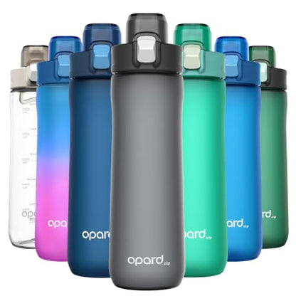 Opard Zip 20oz Plastic Water Bottle Dishwasher Safe, Leakproof Flip-Top Lid, BPA Free Tritan, Wide Mouth Reusable Kids Water Bottle for School Hiking Commuting Outdoor Travel and Gym(Charcoal Black) - color: Graphite, style: 20 oz - Fast Flow