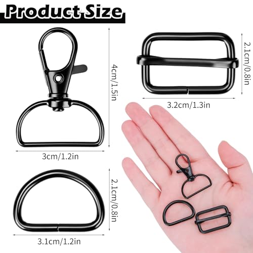 Hysagtek 60 Pcs Purse Hardware for Bag Making - Swivel Hook D Rings Slide Buckles, Bag Hardware Supplies for Handbag Fasteners, Strap, Backpack DIY Craft Accessories, 1 Inch, Black - color: Black