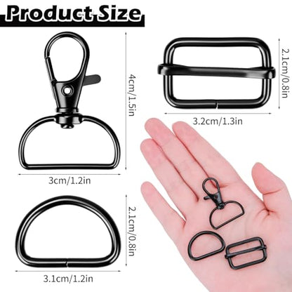 Hysagtek 60 Pcs Purse Hardware for Bag Making - Swivel Hook D Rings Slide Buckles, Bag Hardware Supplies for Handbag Fasteners, Strap, Backpack DIY Craft Accessories, 1 Inch, Black - color: Black