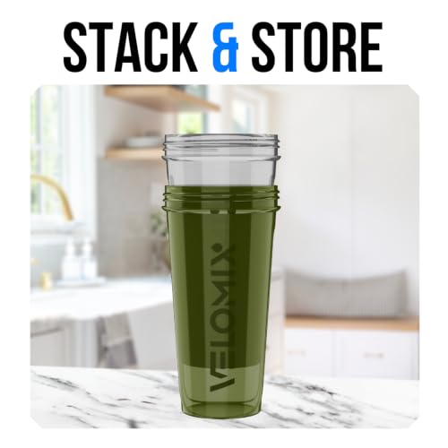 VELOMIX 2 Pack 28oz Protein Shaker Bottle for Protein Mixes, Forest Green - color: C1) Green / Transparent