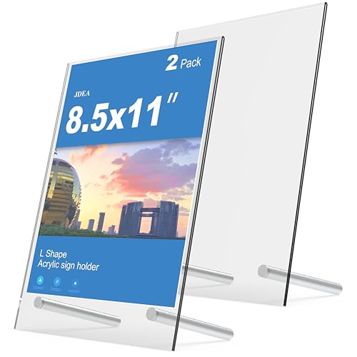 L-Shaped Clear Display Stand, Shatter Resistant Windproof Anti-Fall Outdoor Sign Hold (8.5x11 inch 2pack) - size: 8.5x11 inch 2pack