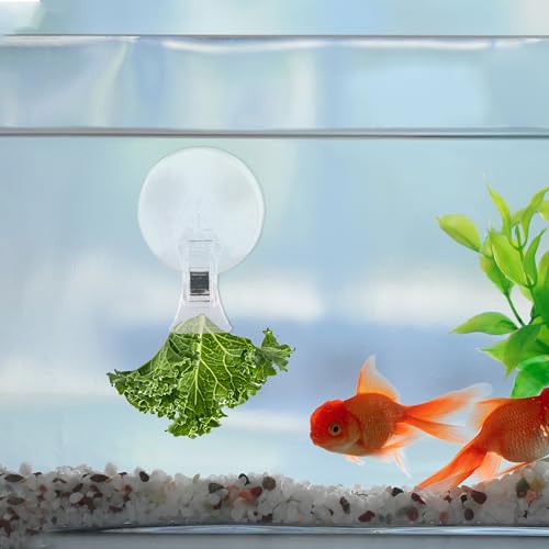 Veggie Clip Aquarium, Feeding Tool Suction Cup Clip, Seaweed Plant Suction Cup Clip, Clear Resin Suction Cups W/Clips, 1.73Inch 12 Pcs