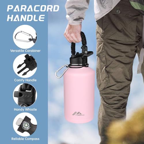StarSpeed 64oz Insulated Water Bottle with Straws & 2 Lids,Pink - color: Pink, size: 64 Ounces