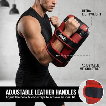 Punch Sports Muay Thai Pad – Curved Kickboxing Strike Pads with EVA Foam Padding,Synthetic Leather Training Pad for MMA, Karate & Boxing - size: Pair