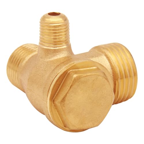 Solid Brass 3-Port Air Compressor Check Valve G1/8" x G3/8" x G1/2" Male Threaded Tube Connector Non-Return Valve
