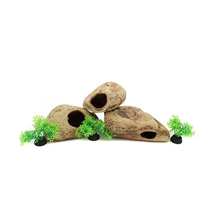 Stackable Aquarium Ceramic Decorations Rock Caves,Betta Fish Tank Decor Accessories,Hideaway for Shrimp Cichlid Hiding Breeding Spawning (Set of 3)