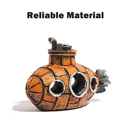Resin Submarine Aquarium Ornament, Small Fish and Shrimp Hideout Cave Decor for Freshwater or Saltwater Tanks, Brown, Size 5.12 x 2.36 x 3.54 in, 1 Pack