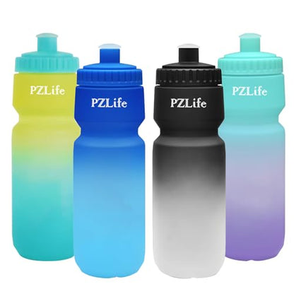 24oz Bike Squeeze Water Bottle, BPA Free Cycling Water Bottle,Leakproof | with Capacity Scale w/Pull Top Lid, Reusable Sport Water Bottle, for Bicycle, Gym,Mountain Bike 4Pack - color: z-4PCS