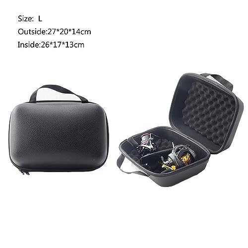 Fishing Reel Bag, Portable Shockproof Waterproof Fishing Reel Protective Case for Baitcasting Drum Spinning Raft Reels(Inner size: 10.23 * 6.69 * 5.11inches) - size: L