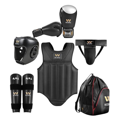 WESING Sanda Gears Set 6pcs for Men Women - color: Black, size: Large