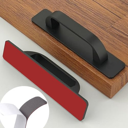 12 Pack 4 1/4 Inch 108 mm Self-Adhesive Flat Black Cabinet Handles Aluminum Cabinet Pulls Drawer Pulls - color: FlatBlack 3M, size: 4 1/4 Inch