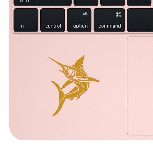 Tribal Marlin Fish 1 (Metallic Gold) (Set Of 2) Premium Waterproof Vinyl Decal Stickers For Laptop Phone Accessory Helmet Car Window Bumper Mug Tuber Cup Door Wall Decoration