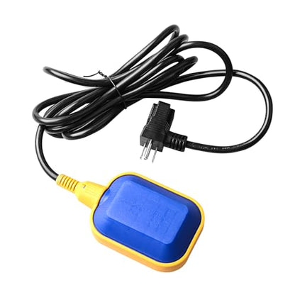 Sump Pump Universal Tethered Float Switch AC 15A 110~250V Piggyback Style Plug with 10 Feet Cord, Used in Sewage Pump, Water Tank, Septic Tank Pump, etc.