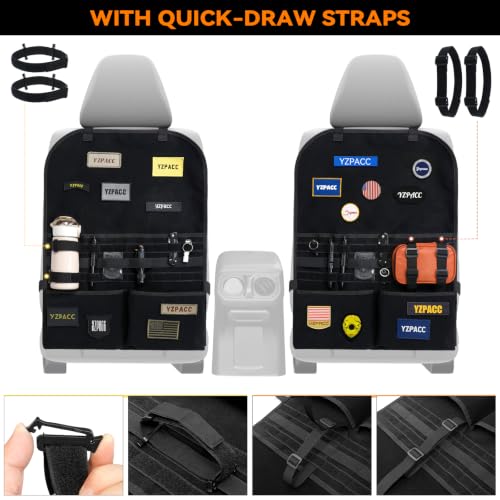 Universal Tactical Patch Display Board Hook & Loop Panel and Tactical MOLLE Seat Organizer for Trucks/SUVs - style: Seat Organizer&Fixed Straps