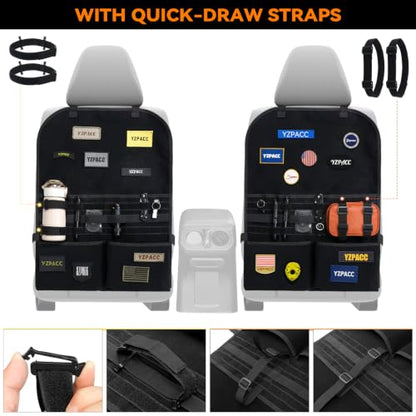 Universal Tactical Patch Display Board Hook & Loop Panel and Tactical MOLLE Seat Organizer for Trucks/SUVs - style: Seat Organizer&Fixed Straps