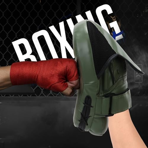 Valleycomfy Boxing Pads Punching Mitts for Training,Muay Thai,Martial Arts - color: Olive Green
