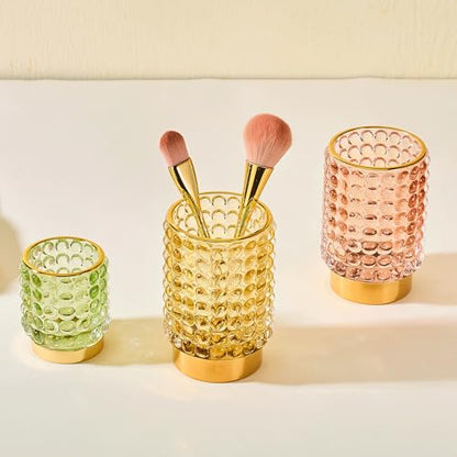 Makeup Brush Holder Organizer,Toothbrush Holders,Desk Pen Pencil Holder,Multifunctional Vintage Glass Brush Cup(A38-5-US/Green/S)