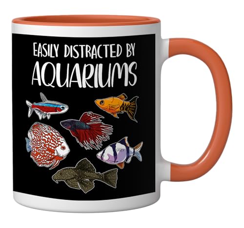 Aquarist Fish Tank & Fish Keeping Gift - Aquarium Lover Ceramic Mug, Orange/White - color: Orange/White