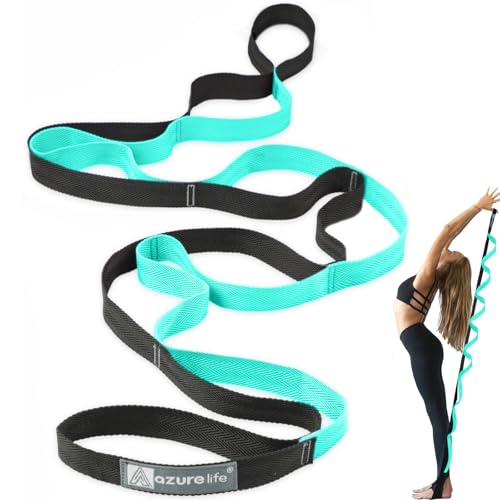 A AZURELIFE Premium Durable Stretch Straps with Loops, Stretching Strap for Physical Therapy, Multi-Loop Yoga Strap Fitness Exercise Strap for Yoga, Pilates, Dance, Flexibility&Exercise - color: #2-Green