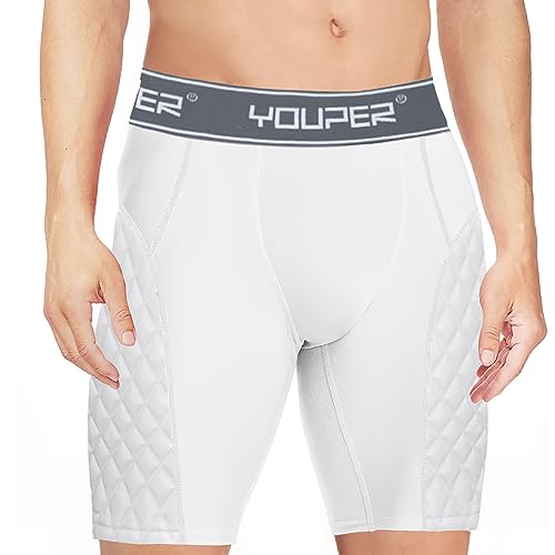 Youper Youth Elite Padded Baseball Sliding Shorts w/Soft Athletic Cup - color: White/Grey, size: X-Small