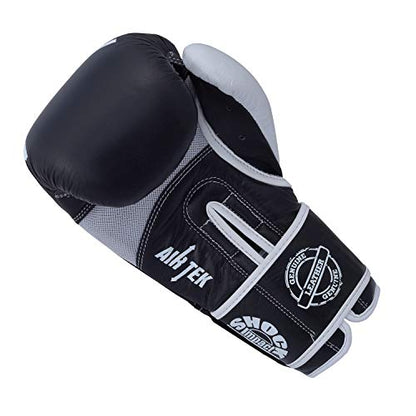 Boxing Gloves | Genuine Cowhide Real Leather | Muay Thai, Kickboxing, Sparring & Training | Pro Punching Gloves for Men & Women - color: BLACK/WHITE, size: 8OZ