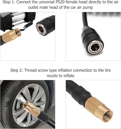 Polyurethane Recoil Air Hose, Car Air Pump Extend Hose, Air Compressor Hose, 16.4ft PS20 Female Plug Inflator Extension Tube for American Tire Nozzle Car Motorcycle