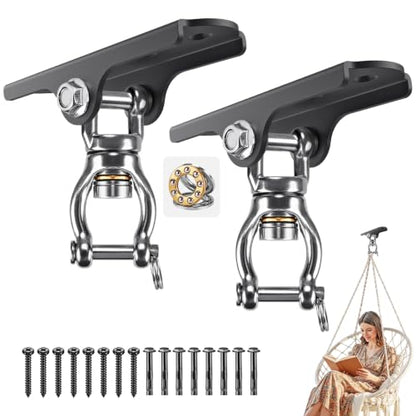2Pack 360° Swivel Ceiling Swing Hanger with Bearing Ceiling Swing Mount - color: 360° Bearing Swivel Hanger ( 2 Pack ) - Black Base