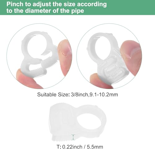 M METERXITY 10-Pack Double Gripping Nylon Hose Clamps, 3/8" 9.1-10.2mm Double Snap Grip Adjustable Ratcheting Clamps for Connecting/Fastening/Sealing Hose/Pipes/Tubing Clamp [White] - size: 3/8"