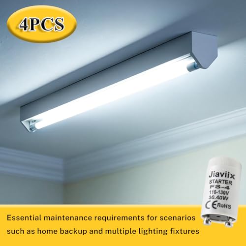 FS-4 Fluorescent Starter 13W, 30W,32W,40W Use in 110-130V Replacement for 44917 150240,CE Certified Fluorescent Tube Neon Starter (4PCS)