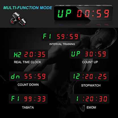 Gym Timer, Portable, Interval Timer with Rechargeable Battery and Built-in Magnet, LED Digital Anti Vertigo Display, Upgraded Workout Clock for Home Gym Garage Fitness - color: Black