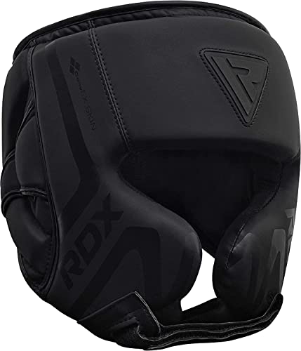 RDX Boxing Headgear Sparring Grappling, Maya Hide Leather, Head Gear for MMA Muay Thai Kickboxing Training, Multi Layered Padding, Taekwondo Martial Arts BJJ Wrestling Karate, Black - size: Small