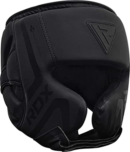 RDX Boxing Headgear Sparring Grappling, Maya Hide Leather, Head Gear for MMA Muay Thai Kickboxing Training, Multi Layered Padding, Taekwondo Martial Arts BJJ Wrestling Karate, Black - size: Small