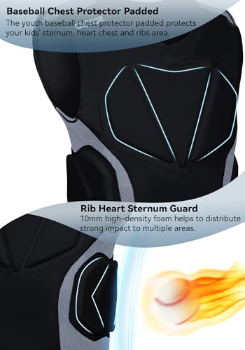 Soared Youth Baseball Chest Protector XPE Foam Padded Compression Shirt - color: Black, size: Small