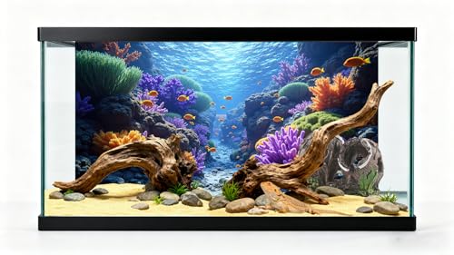 3 Pack Aquarium Background 48x18 inches Fabric Aquarium Background Fish Tank Undersea Corals Sunshines Rock Aquatic Plants
