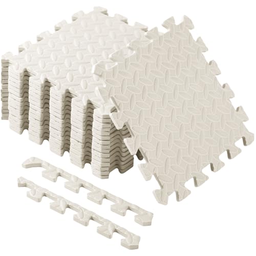 Shihanee 16 Foam Floor Interlocking Tiles, 11.8 x 11.8 Inch, Ivory White - color: Ivory White