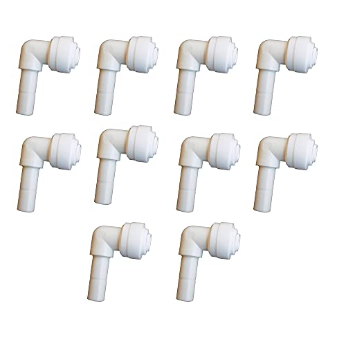Malida Tube Fitting Stem Elbow Connector,1/4" Tube OD x 3/8" Stem OD Elbow Push to Connect Plastic Quick Fittings for RODI System. (1/4" Tube OD x 3/8" Stem OD)