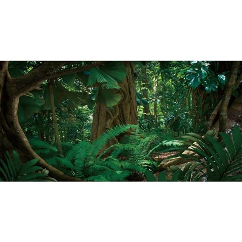 AWERT 24x16 inches Tropical Rainforest Terrarium Background Stone Green Huge Tree Reptile Habitat Background Polyester Tropical Rainforest Aquarium Background - size: 24x16in/60x40cm